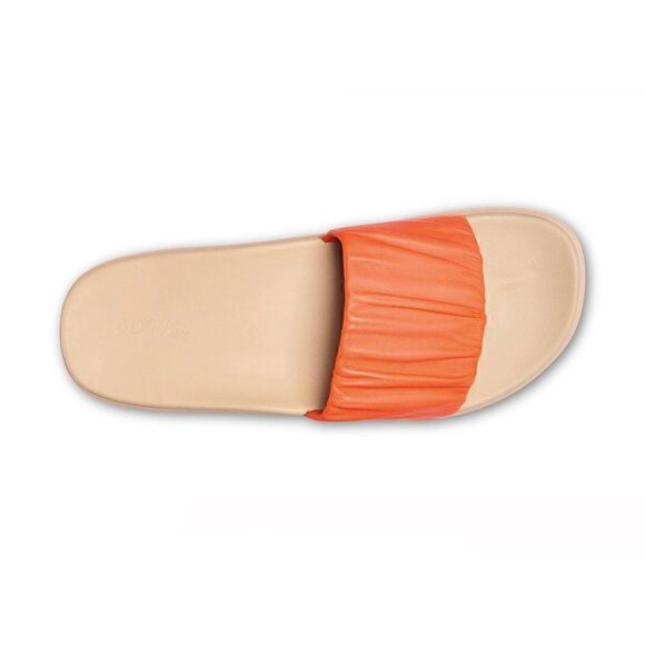 Olukai Women's Pihapiha Fusion Coral-Off White Leather Slide Sandal - Picture 11 of 11